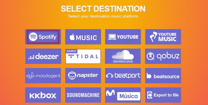 select spotify as the destination