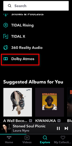 find tidal dolby atmos music