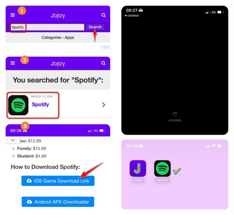 get spotify from jojoy on iphone