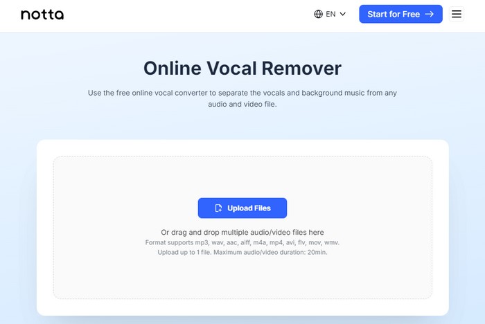 Notta Online Vocal Remover