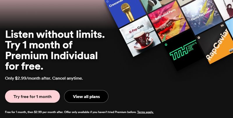 spotify 1 month free