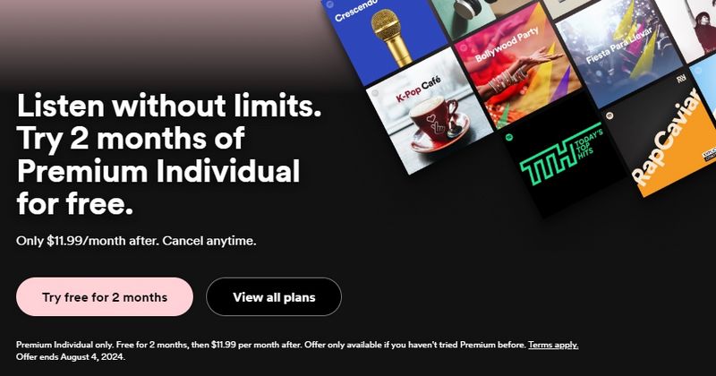 spotify 2 months free