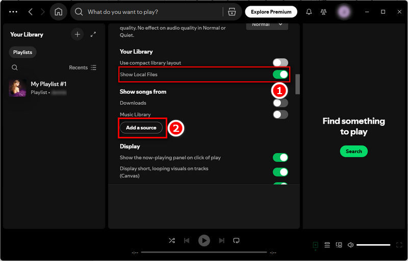 spotify library settings
