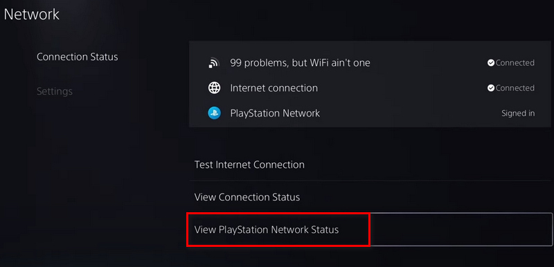 view network status on ps5