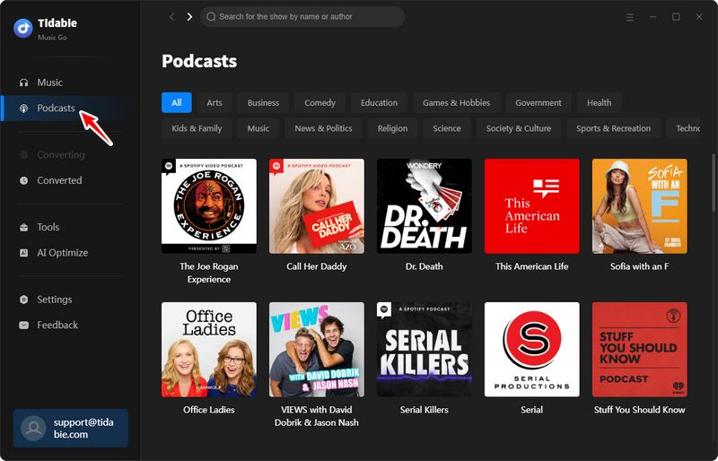 podcast interface
