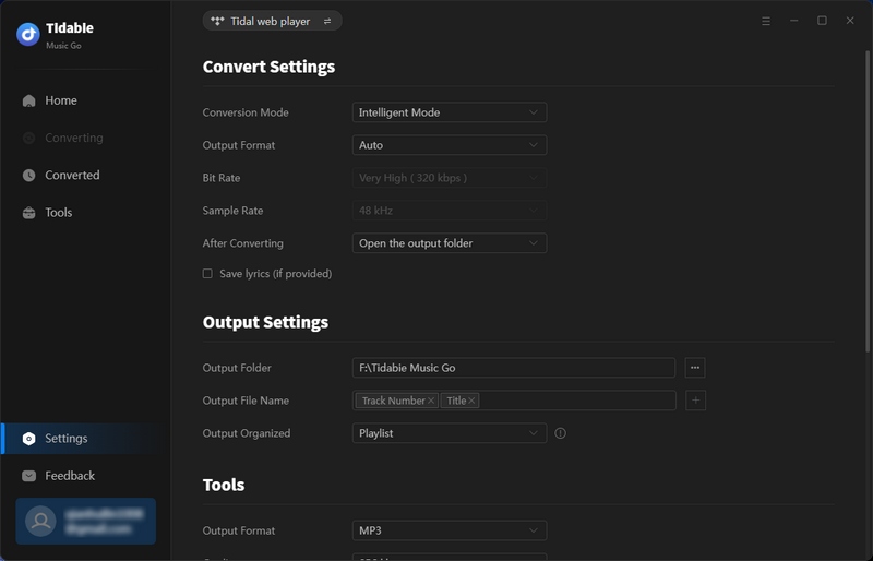 settings under the app source