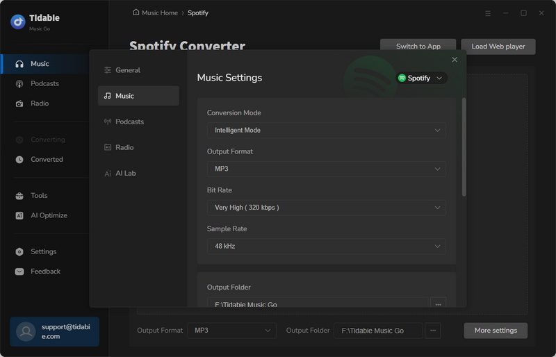 output settings