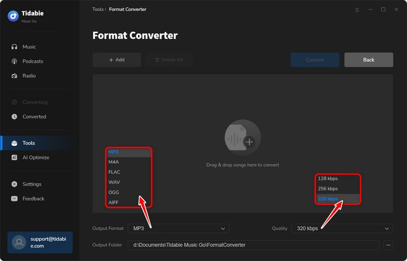 format converter output settings