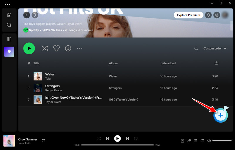 click to add spotify music