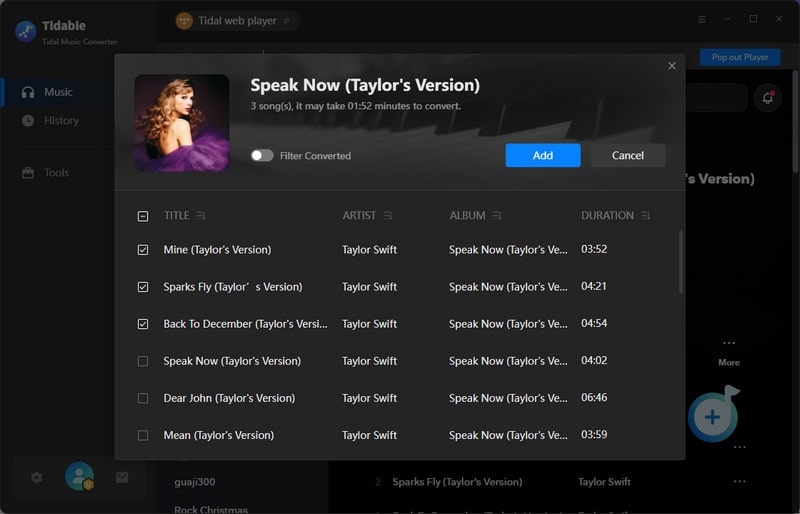 pick tidal songs