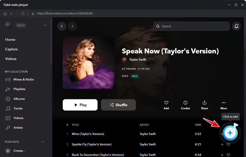click to add tidal songs