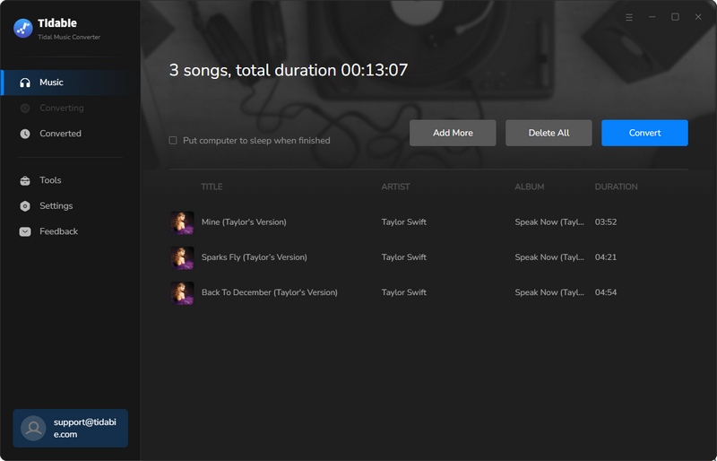 select songs and click to start coversion