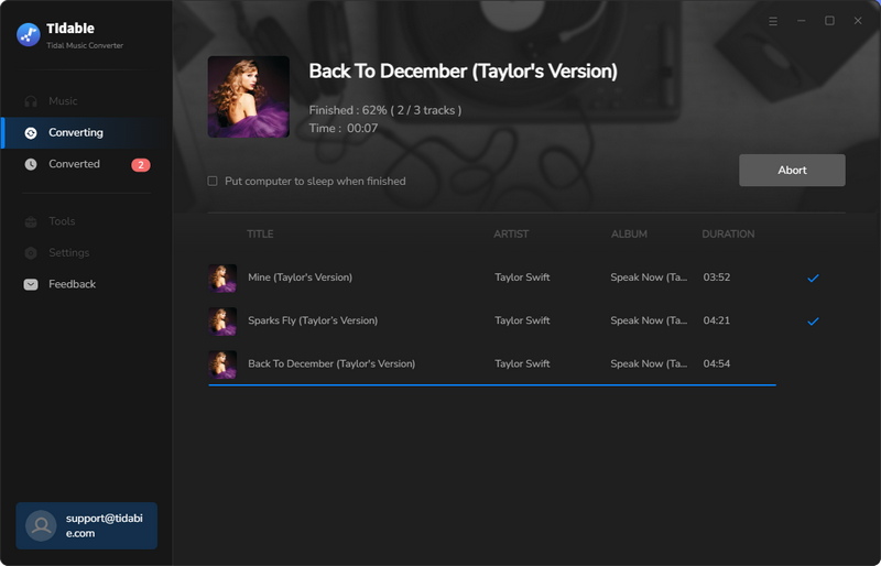 process of Tidal music conversion