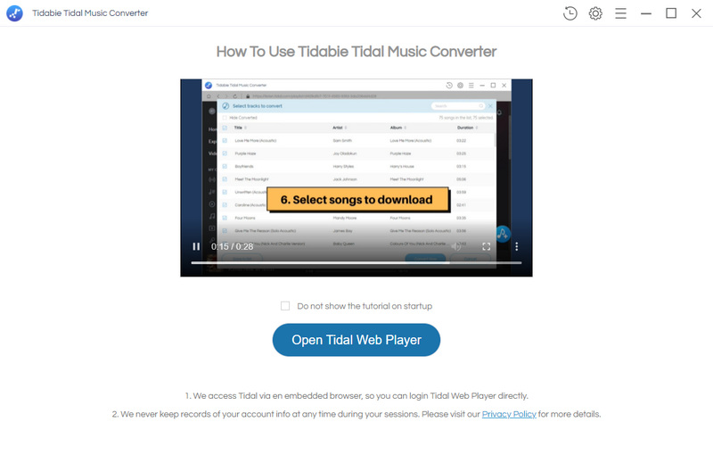 start tidal music converter