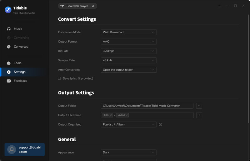 choose aac as output format